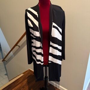 Chicos Black and White Striped Women's Knit Draped Jacket - Size 0